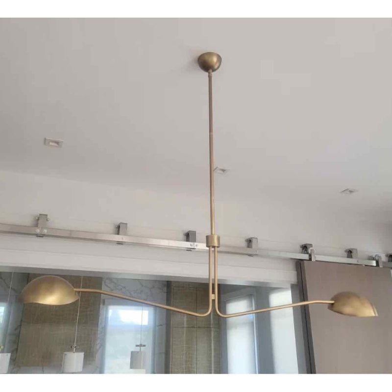 Brass T Bar 2-Light Pendant