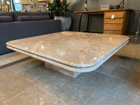 Vintage 4-ft Square Layered Marble Pedestal Coffee Table (AS IS)