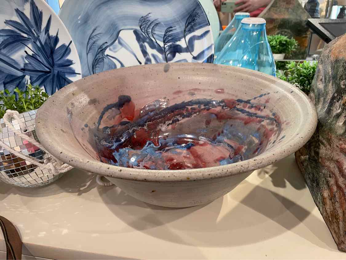 Painted Gray Decorative Ceramic Bowl