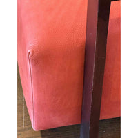 PAIR of Dark Wood & Red Pebbled Leather Club Chairs - AS IS