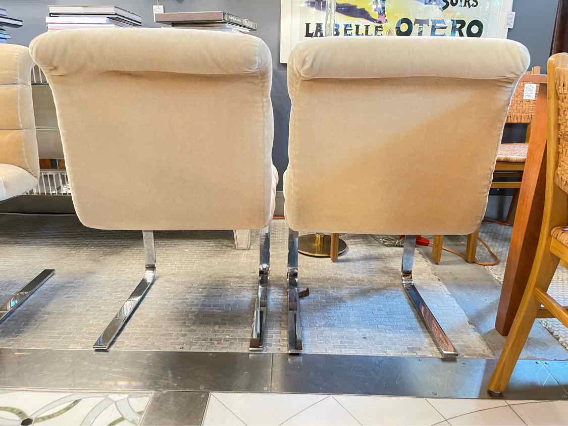 SET of 8 Wool Mohair Cantilever Dining Chairs by Pace (AS IS)