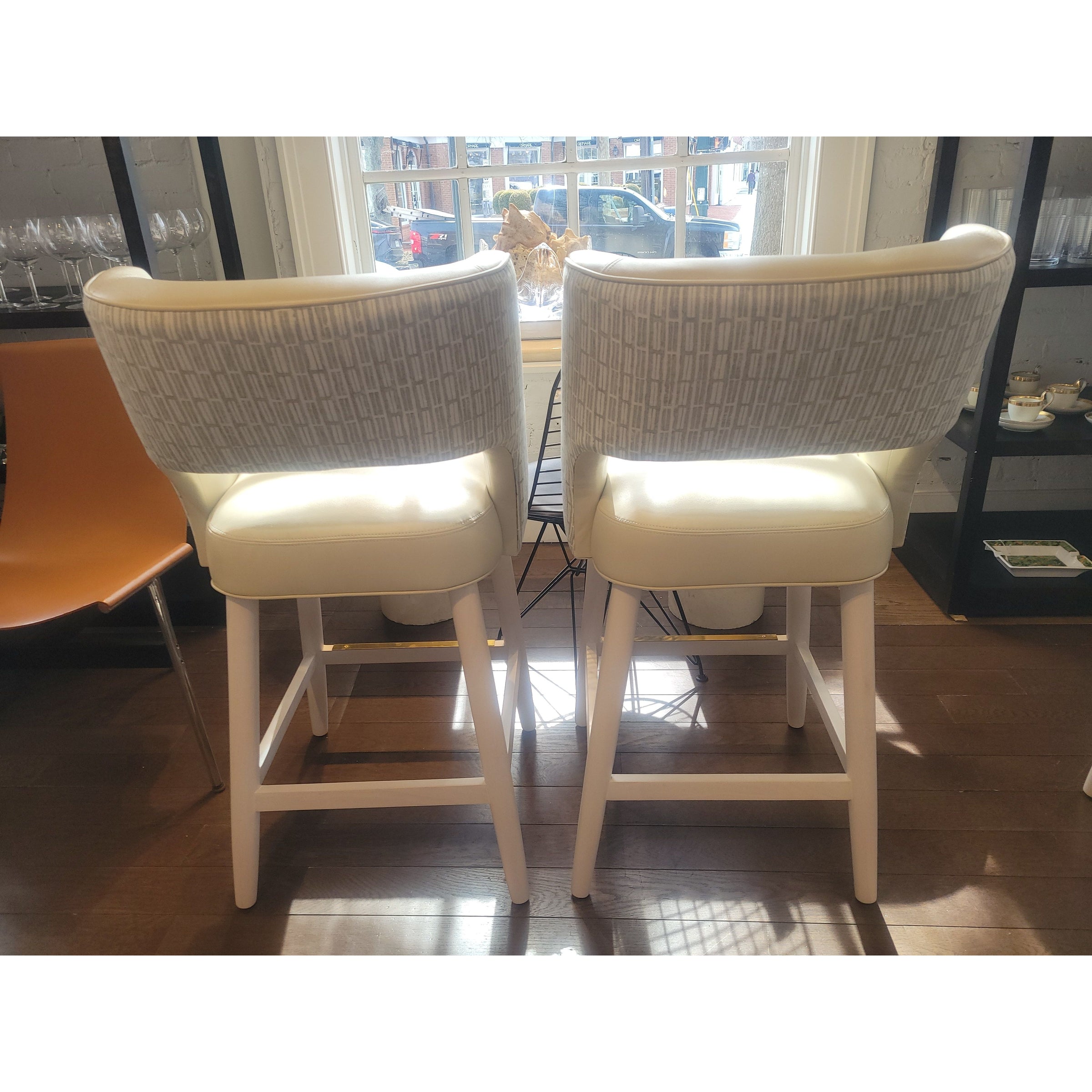 SET of 4 Custom 'Beccacino' Leather Counter Stools by Tailored Home - colletteconsignment.com