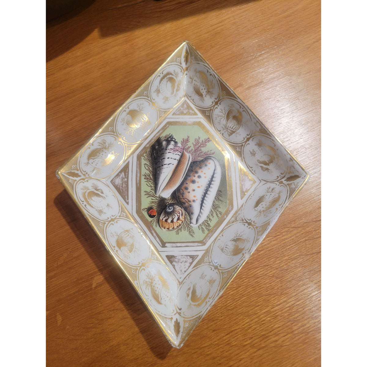 Italian Seashell Themed Diamond Ceramic Tray (AS IS)