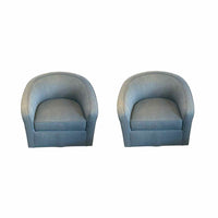 Pair of Blue/Gray Swivel Tub Chairs