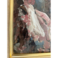 Signed Oil Painting on Board, Girl on a Rock, 12.5"  W  x 10.75"  L  x 1" H