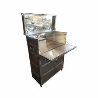 Vintage Black Leather & Steel 'Mayfair' Steamer Trunk Rolling Bar by RH - colletteconsignment.com