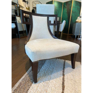 Leather Back Greek Key Lounge Chair by Thomas Pheasant for Baker (AS IS)