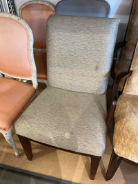 SET of 8 Gray Upholstered Dining Chairs by Bill Sofield for Baker (AS IS)