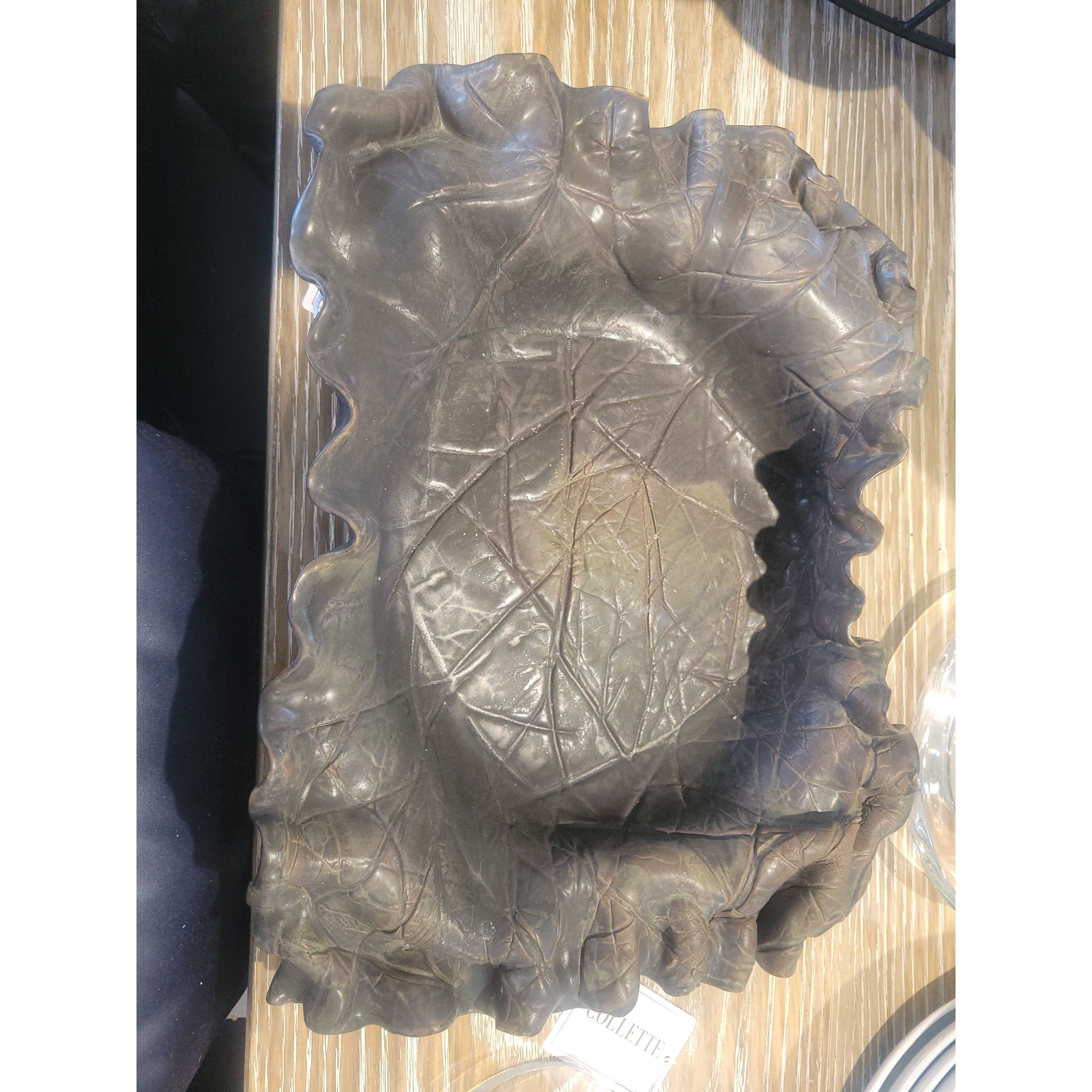 Decorative Rectangular Leaf Shaped Bowl, Signed ' Martha'