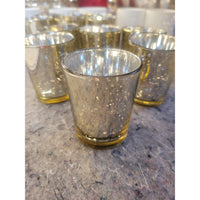 Set of 6 Gold Mercury Glass Votive Candle Holders