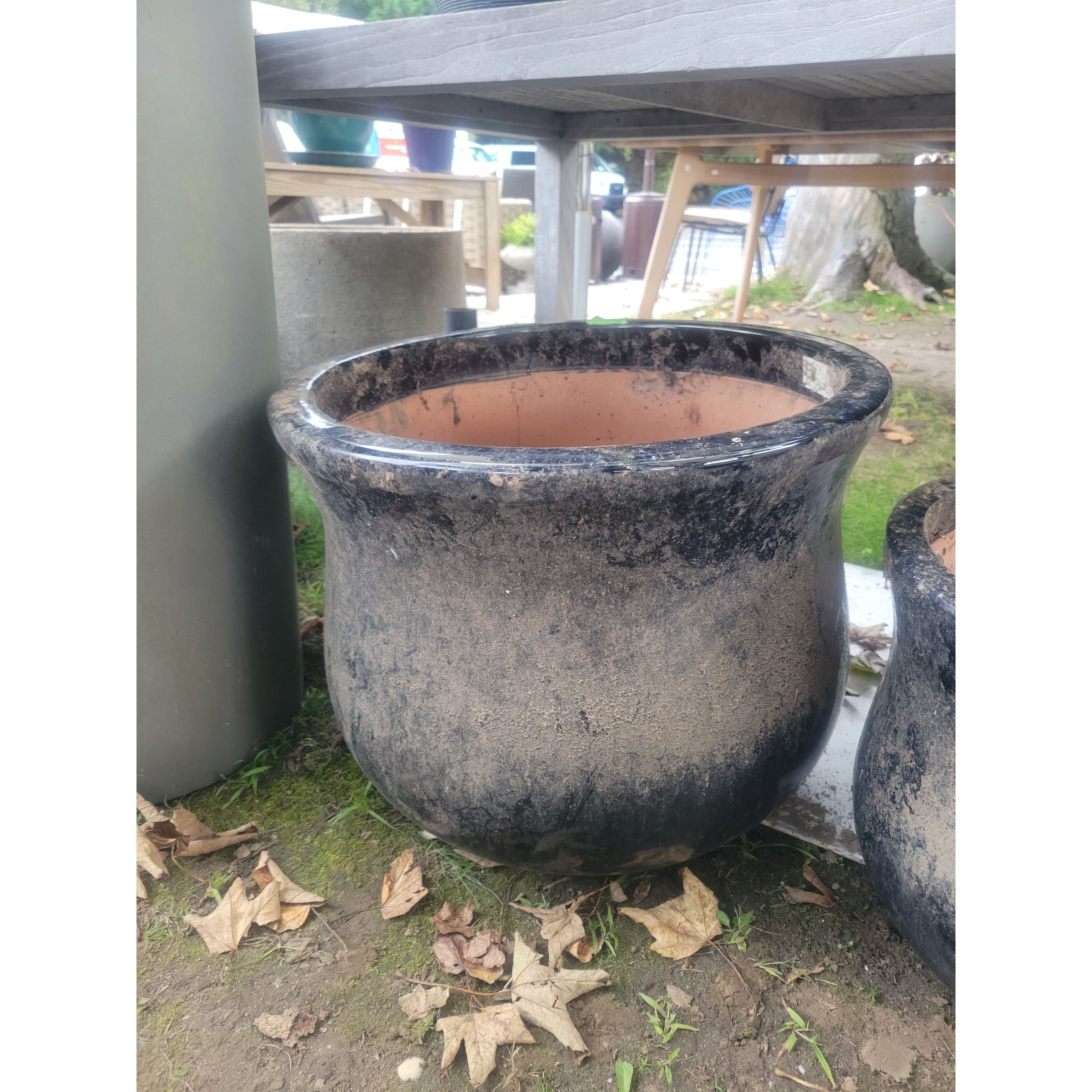 Large Navy Ceramic Outdoor Planter
