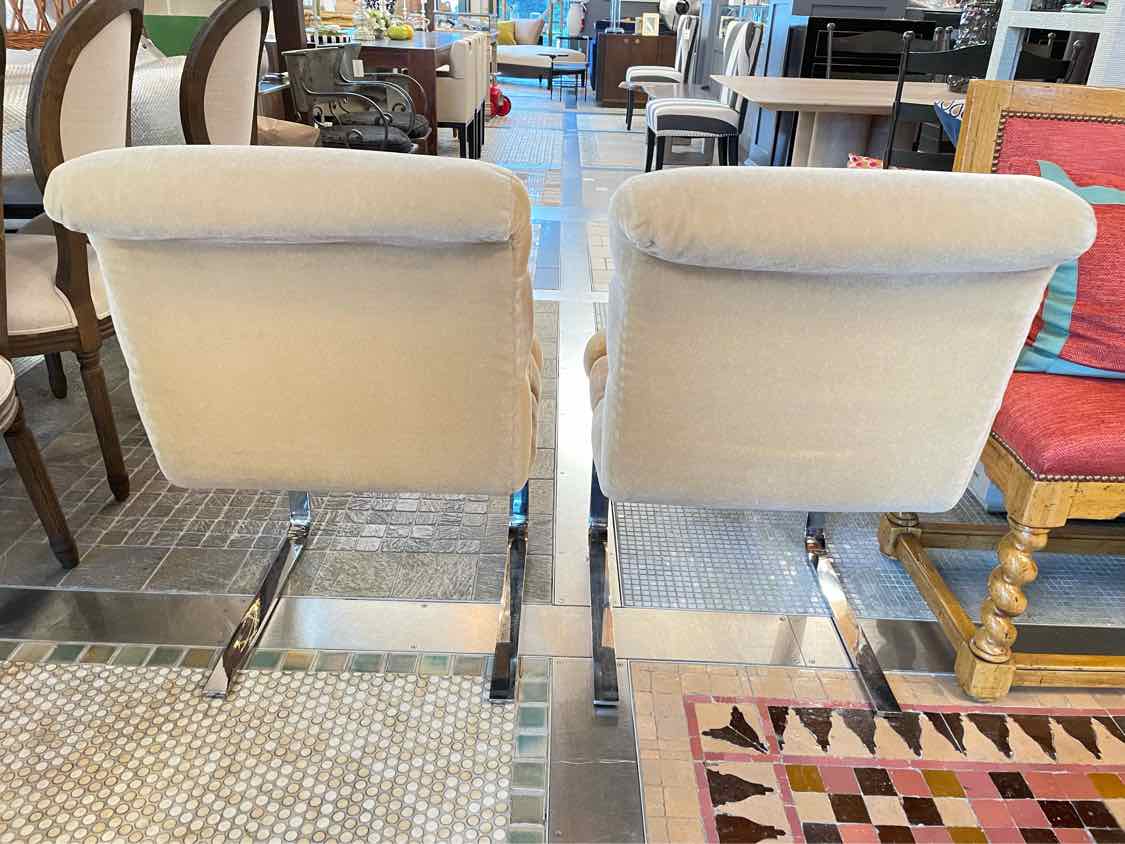 SET of 8 Wool Mohair Cantilever Dining Chairs by Pace (AS IS)