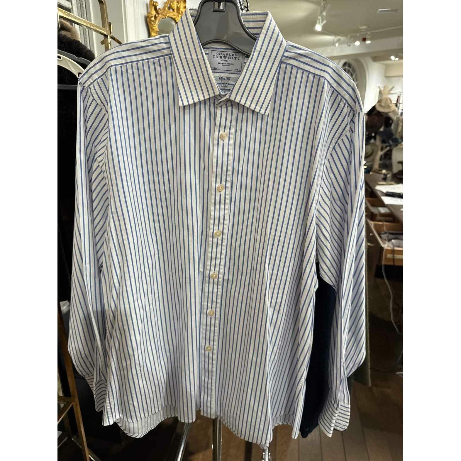 Men's Charles Tyrwhitt Mens Size M White/Blue Shirt - colletteconsignment.com