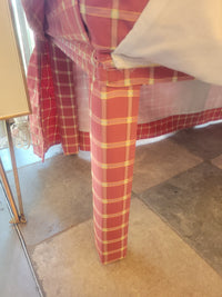 Custom Pink Gingham Silk Skirted Bench