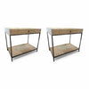 PAIR of Sawn Wood & Textured Steel 1-Drawer Side Tables by David Iatesta