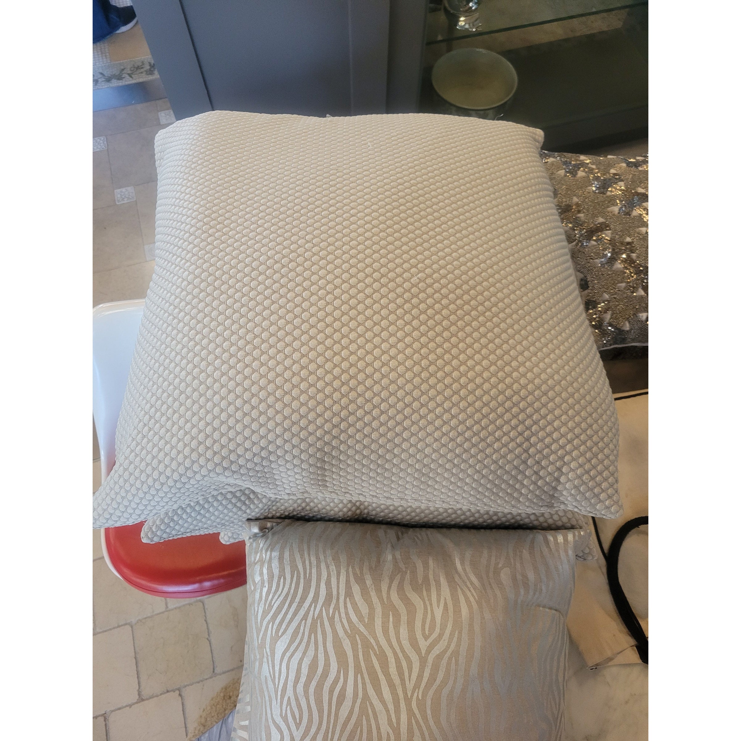 SET of 3 Large Beige Spotted Textured Pillows