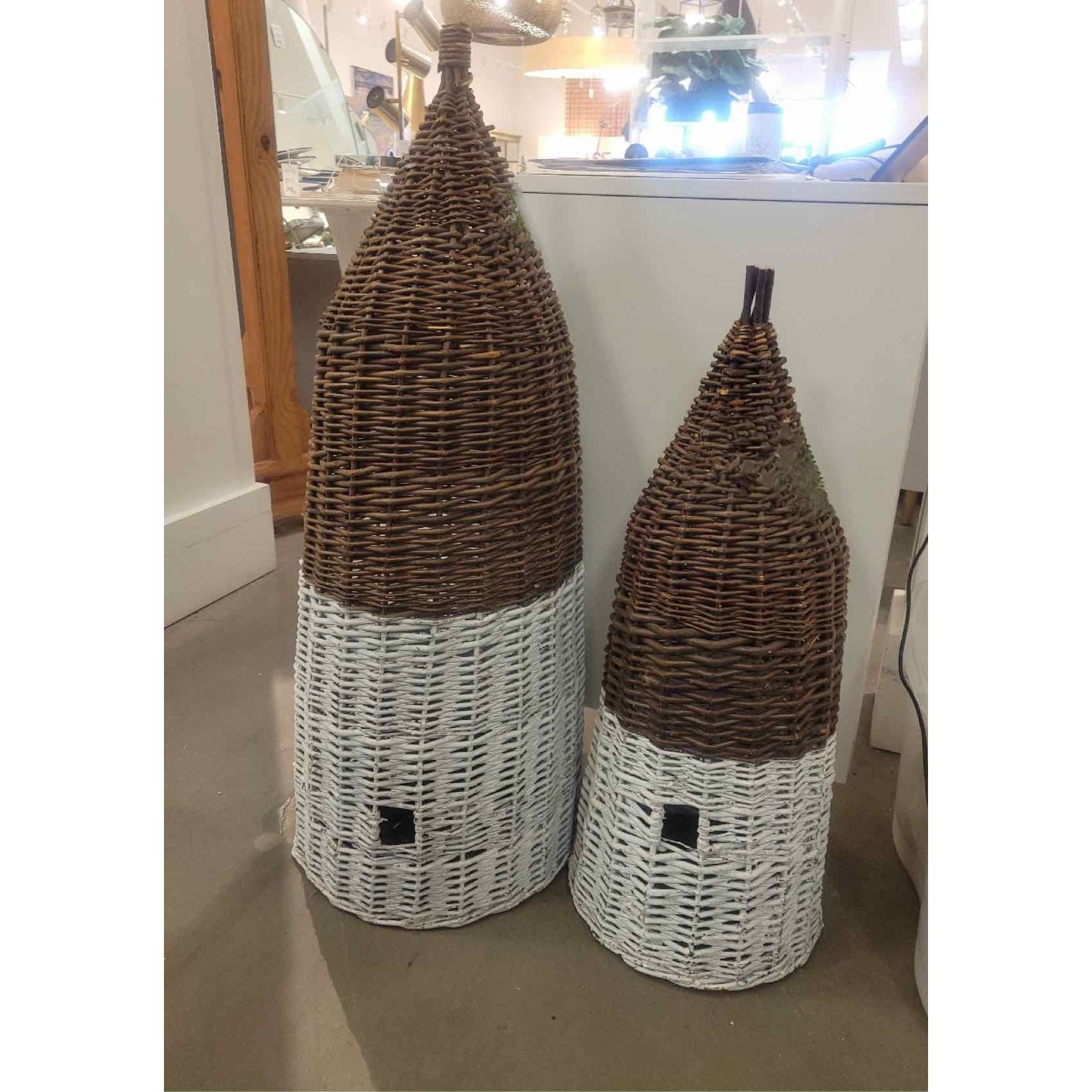 Pair of White-Dipped Willow Cones by Vagabond Vintage