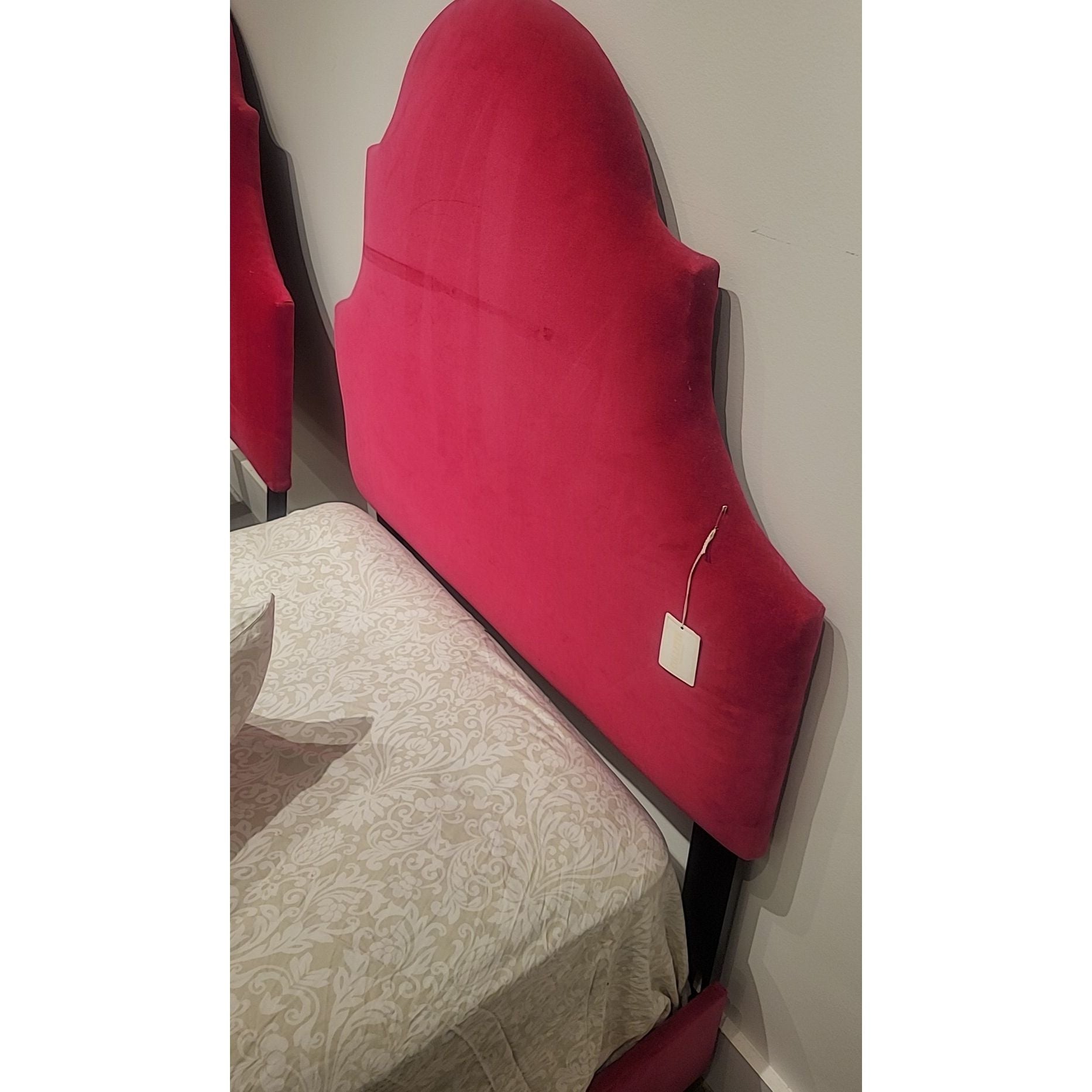 Twin-Sized Pink Velvet Bed