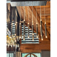 Custom Blackened Steel 13-Light Candle Pendants Fixture