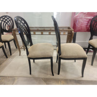 SET of 6 Italian Ebony Chairs w/ Fabric Seats by Costantini Pietro - colletteconsignment.com