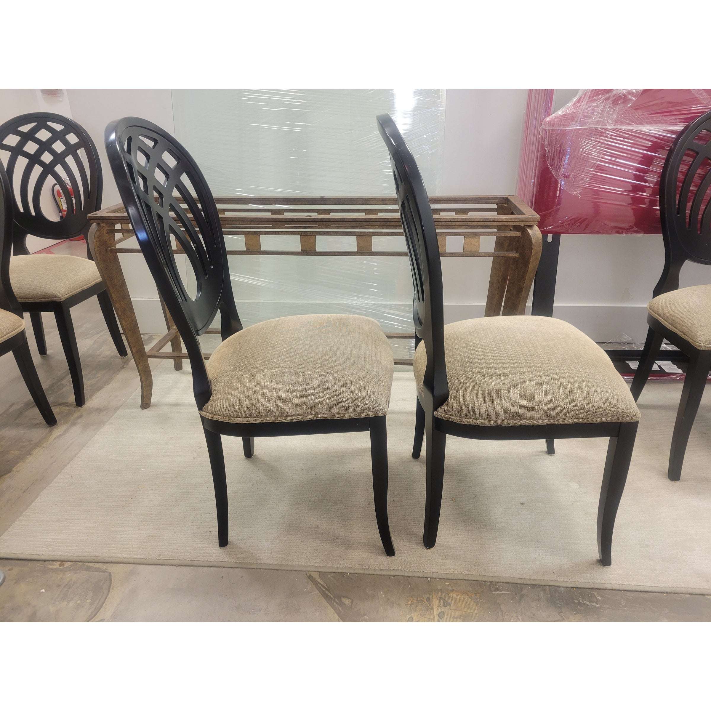 SET of 6 Italian Ebony Chairs w/ Fabric Seats by Costantini Pietro - colletteconsignment.com