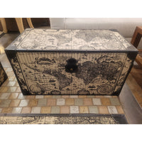 SET of 3 Decorative World Map Themed Nesting Storage Trunks
