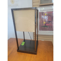 Diogene Black Oak & Nickel Table Lantern w/ Shade by Armani Casa - colletteconsignment.com