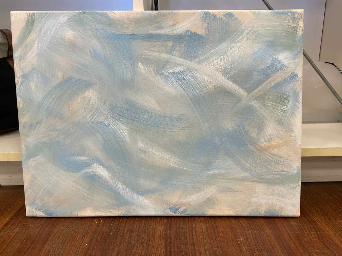 Abstract Blue Painting on Canvas