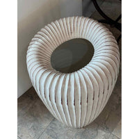 Tall White Ceramic Planter by Global Views - colletteconsignment.com