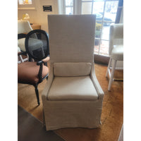 PAIR of Belgian Slipcover Highback Dining Chairs on Casters by RH (AS IS) - colletteconsignment.com