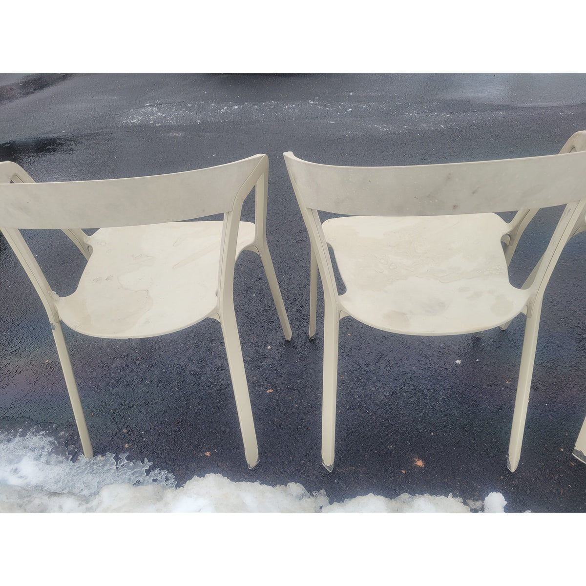 SET of 4 Beige Aluminum Dining Chairs by Kristalia - AS IS - colletteconsignment.com