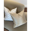 Pair of Square Silk Pillows w/ Leather Embroidered Pattern