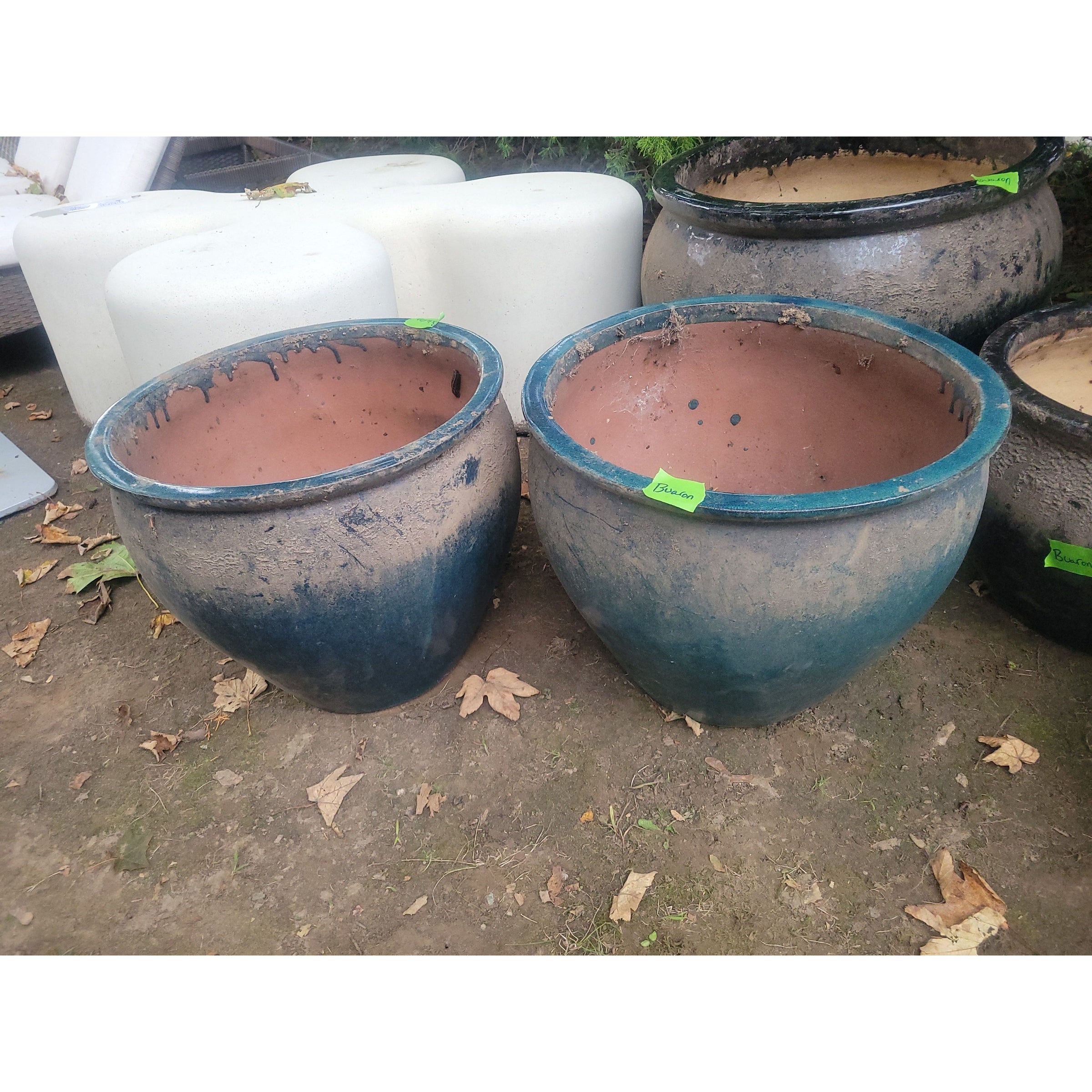 Large Teal Ceramic Outdoor Planter