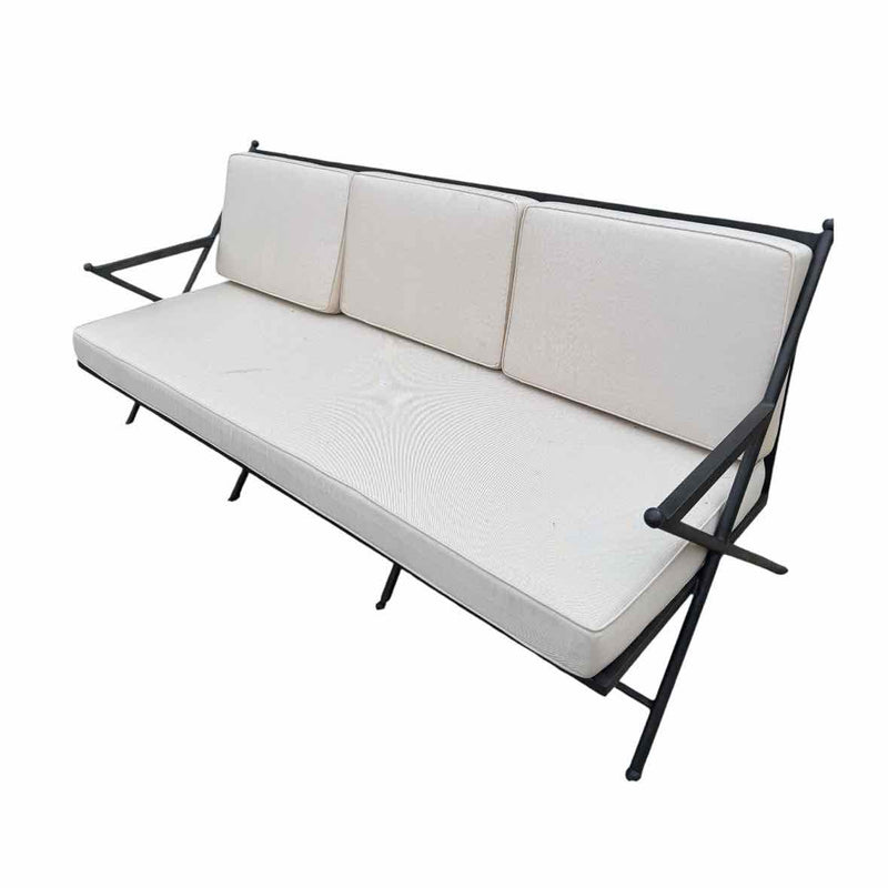 'Balta' Dark Gray Metal Sofa w/ Ivory Cushions by Made Goods