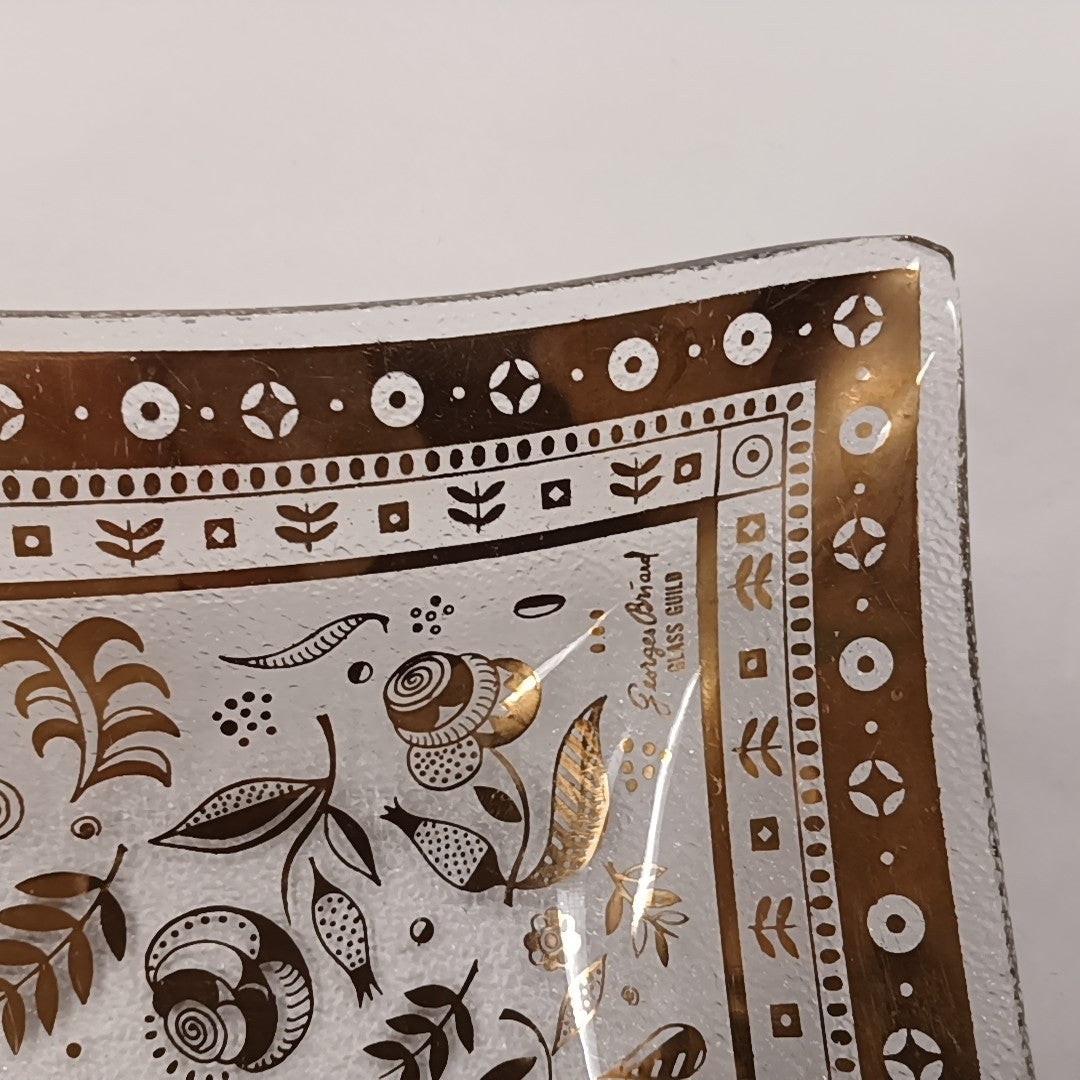 Georges Briard Gold Glass Flat Edge Rectangle Platter
