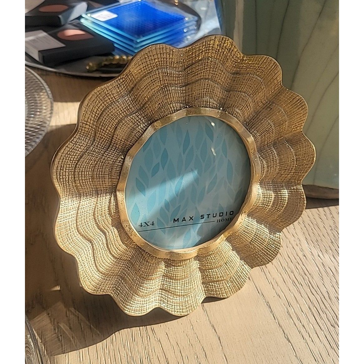 Round Gold Shell Picture Frame by Max Studios, 7.5" Dia x 1.25"H