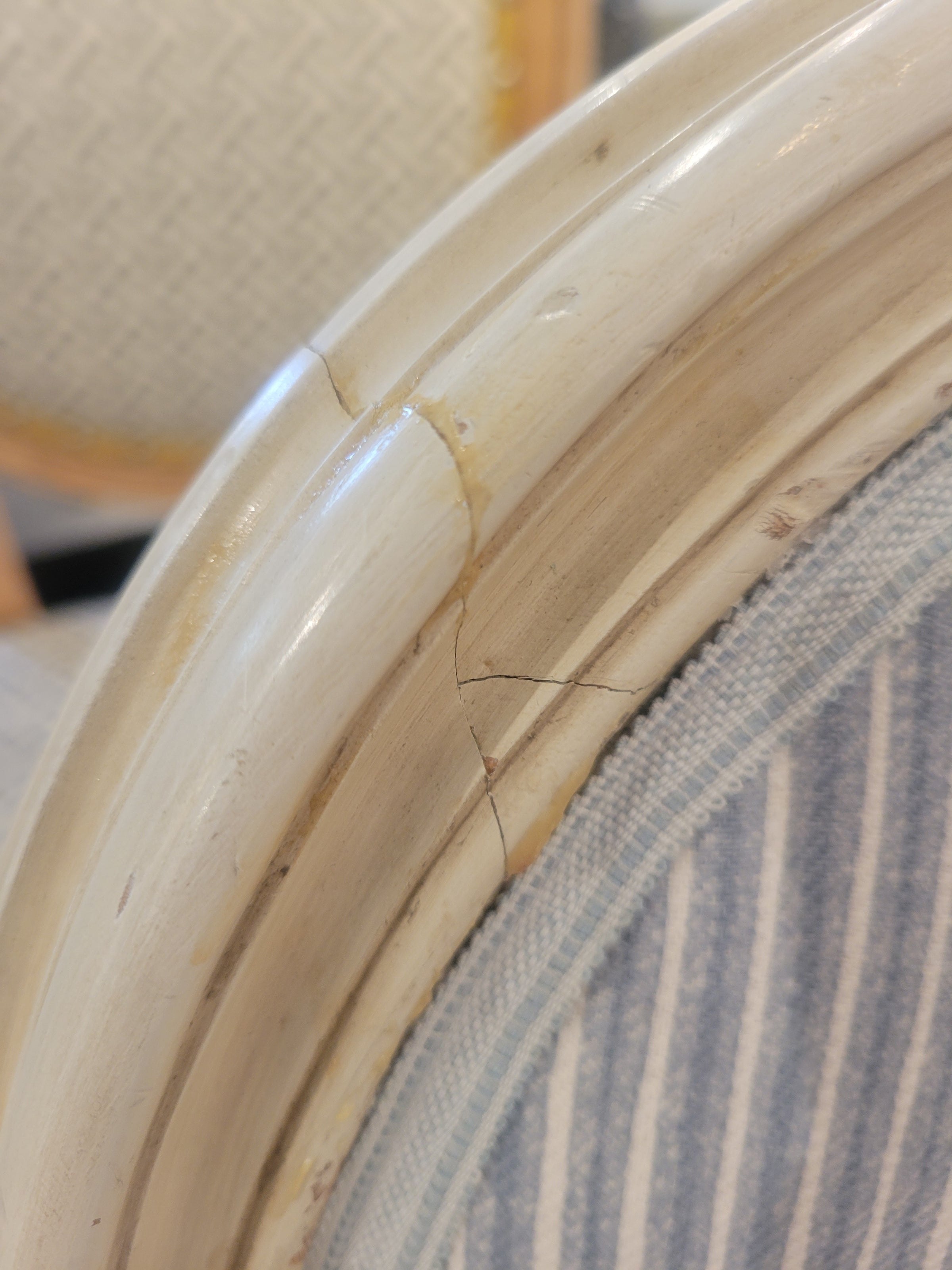 Louis XVI Style Arm Chair w/ Fermoie Fabric Attrib. to Amy Berry Home (AS IS)