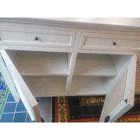 White Wood Country Sideboard w/ 4 Doors & 4 Drawers