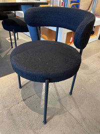 SET of 6 Black Boucle Chairs w/ Metal Legs