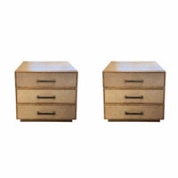 PAIR of Leather & Wood Night Stands by Brownstone