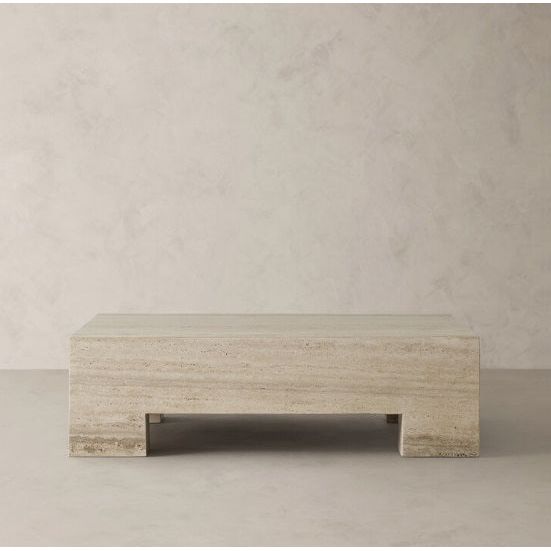 2DYKTWPF - Brooklyn Travertine Square Marble Coffee Table