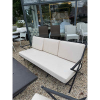 'Balta' Dark Gray Metal Sofa w/ Ivory Cushions by Made Goods