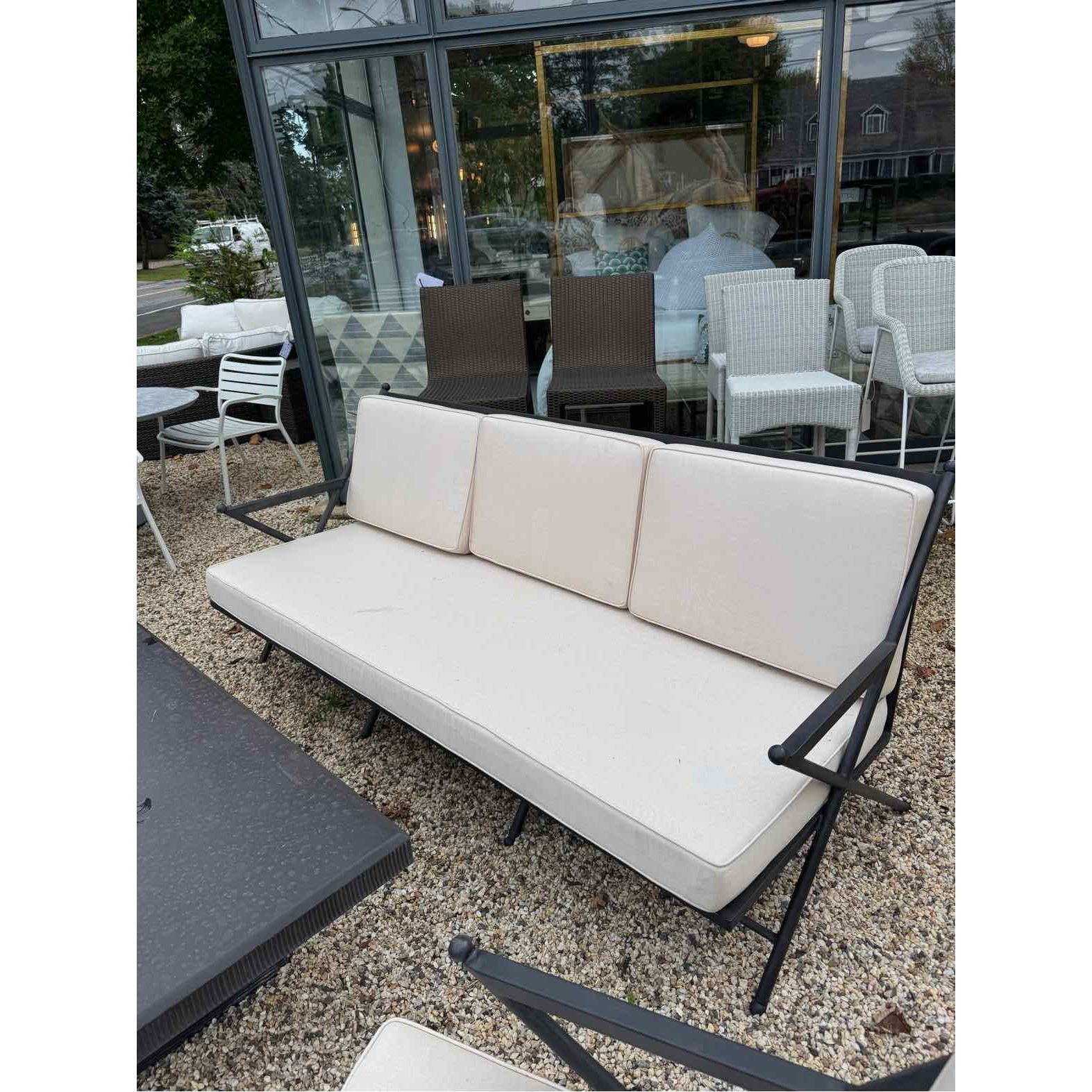 'Balta' Dark Gray Metal Sofa w/ Ivory Cushions by Made Goods