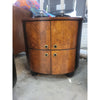 2-Door Burlwood Night Stand w/ Dark Walnut Feet & Brass Handles