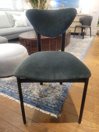 Custom Dark Green Performance Velvet Chairs w/ Black Steel Legs