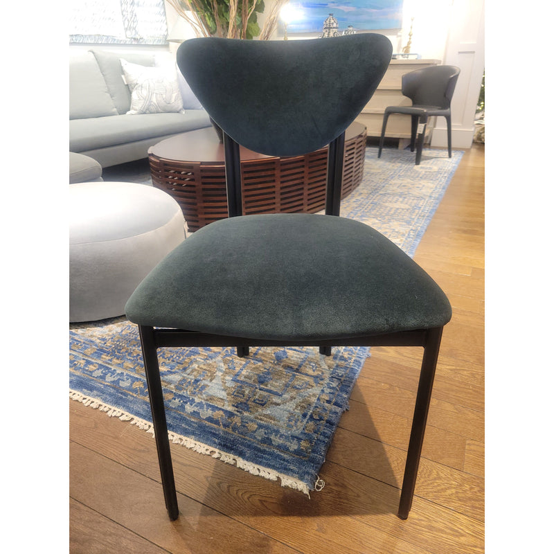 PAIR of Custom Dark Green Performance Velvet Chairs w/ Black Steel Legs
