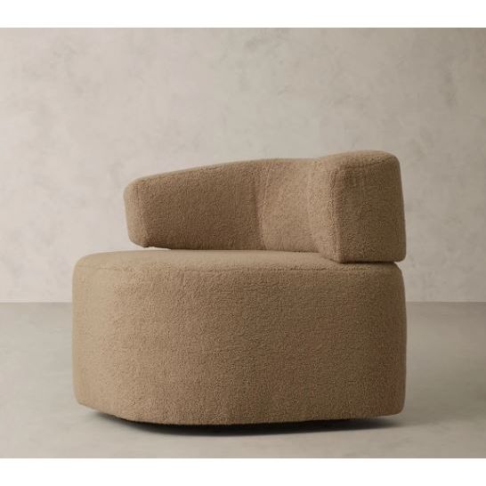 9QUAJMKW - Florence Swivel Chair in Camel Boucle