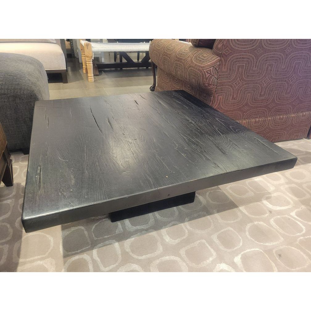 3-ft Square Black Oak Plinth Coffee Table by RH