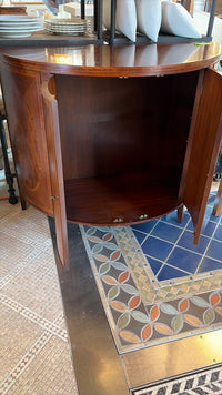Antique Wooden Marquetry Demi-Lune Cabinet