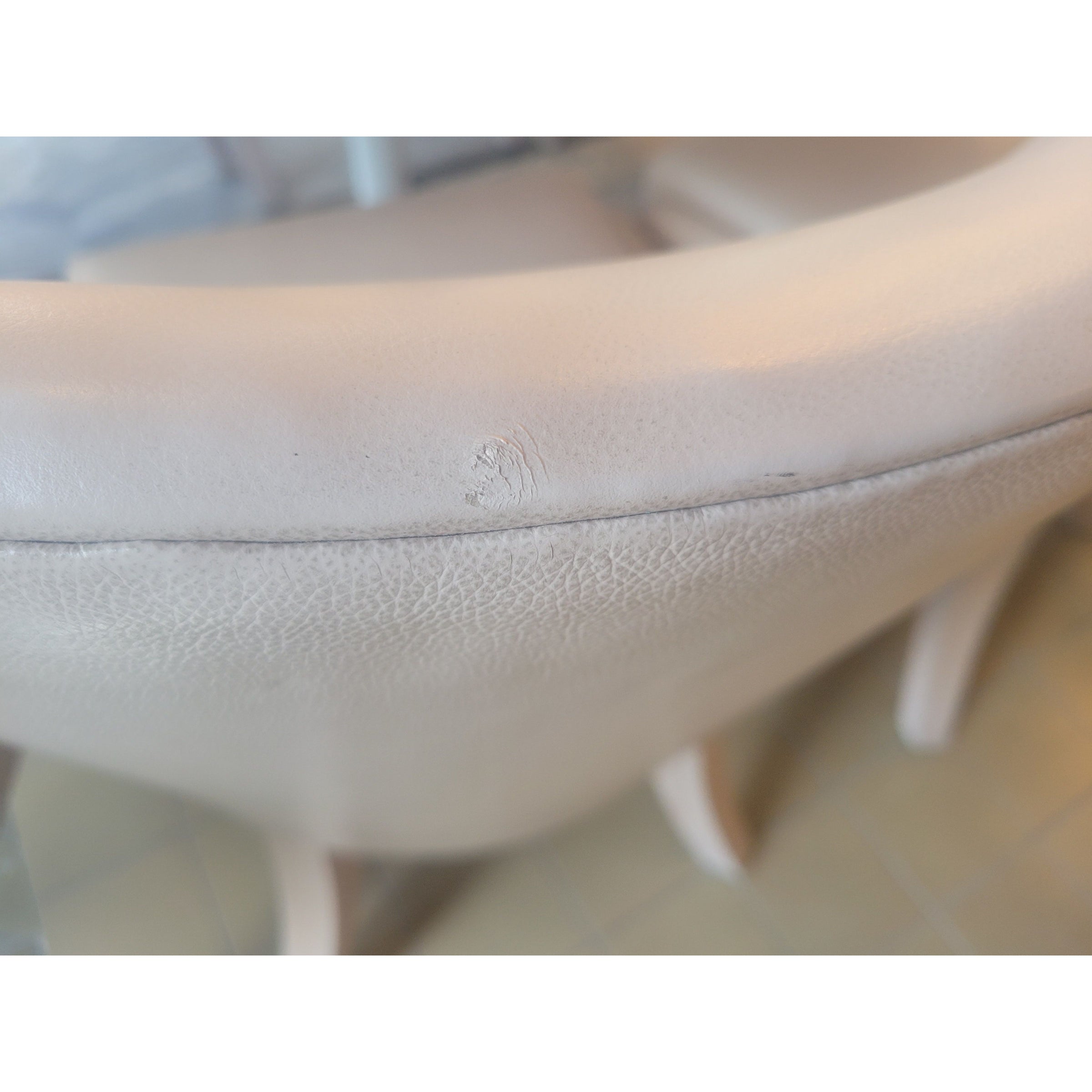 SET of 10 Warm Gray Leather Dining Chairs - AS IS